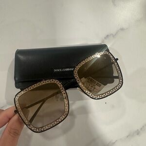 Dolce & Gabbana Sunglasses - Black and Gold - complete with case and duster bag